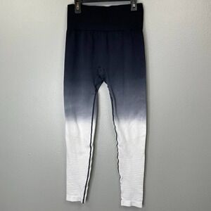 Zyia Active Leggings‎ Womens Small Gray White Ombre Wide Waistband Athletic